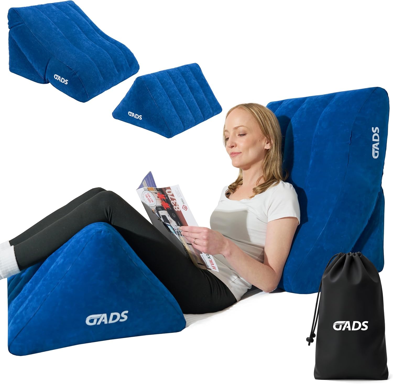 Ensemble de coussins gonflables – Cale de lit gonflable pour dormir, jambes enflées et voyage – Oreiller compact gonflable pour les jambes pour l'élévation