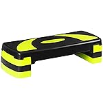 JungleA 31 Aerobic Step Platform, 3 Levels Height Adjustable Steppers For Exercise at Home Gym, Cardio Workout Step Platform Bench, 4 Stackable Risers, Non Slip Fitness Stepper Up Box, Chartreuse