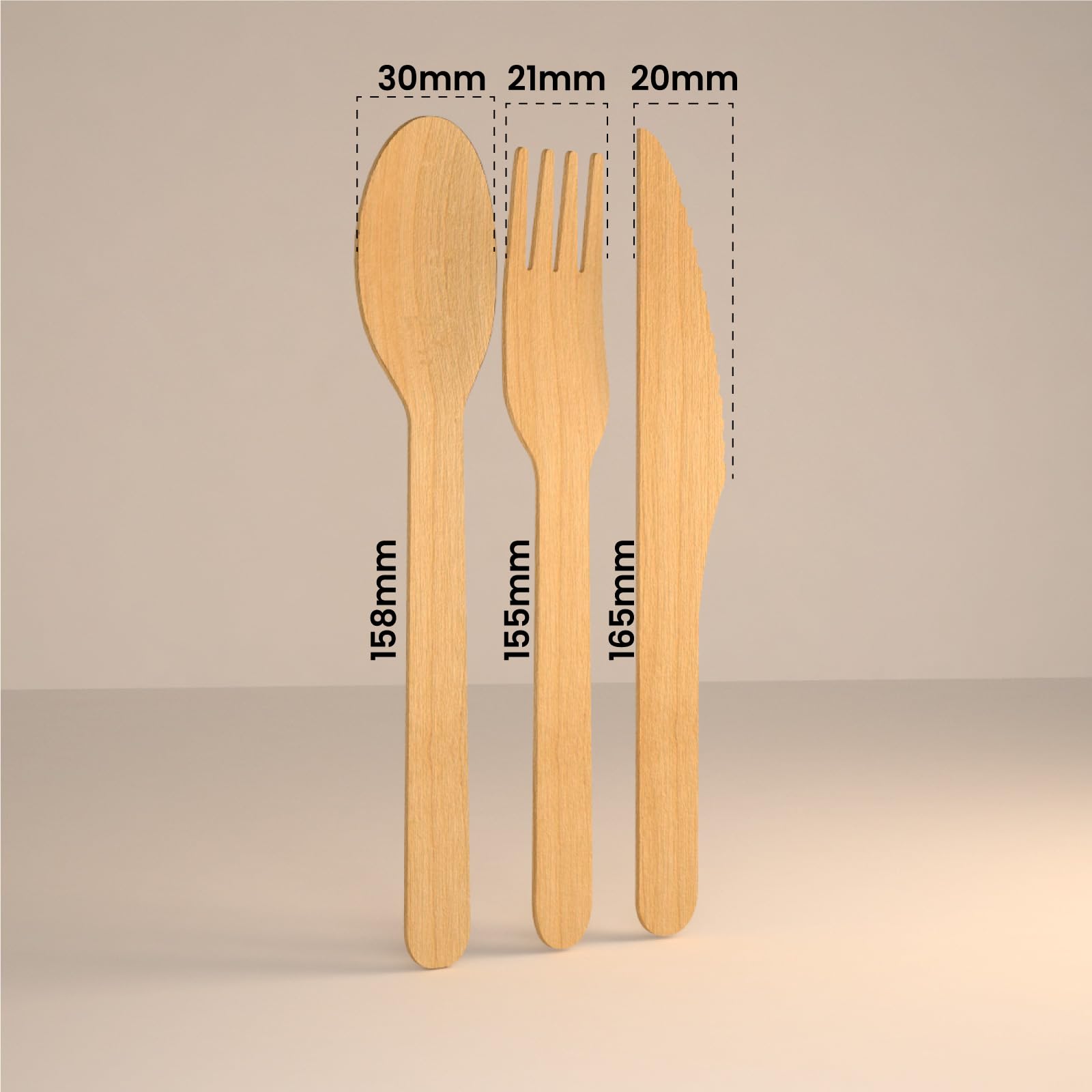 Set Posate Ecologiche Monouso in Legno di Betulla - 100 Forchette + 100 Coltelli + 100 Cucchiai - Usa e Getta 100% Naturali Biodegradabili Compostabili