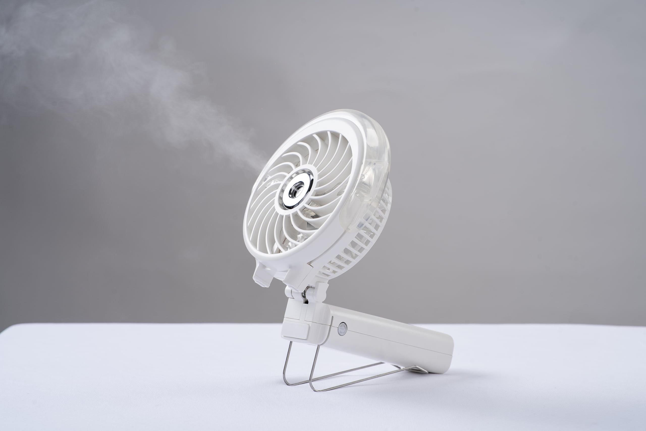 brrf Handheld Misting Fan (Upto 10 Hours Running) Rechargable 2000 mAh Inbuilt Battery Operated Portable Fan, Desk Fan, Carry it anywhere, White, 3 Speeds