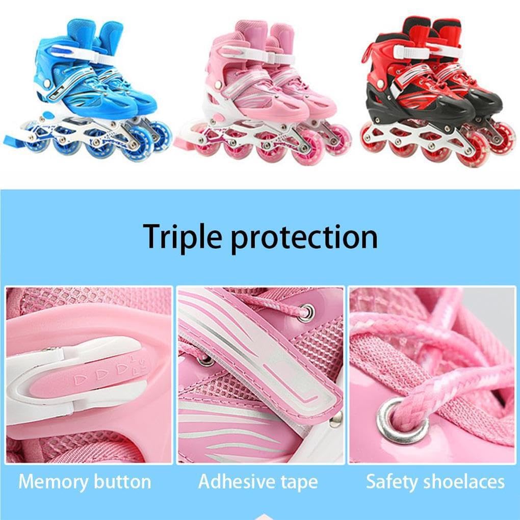1 Paio 2 in 1 Pattini Scarpe Roller Unisex Bambini Bambini Parco Cortile Parco Giochi Attrezzatura per Pratica di Pattinaggio per Ragazzi, Rosso m