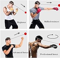 Vista 4 de TOCO FREIDO Bola de boxeo de doble extremo, bolsa de velocidad con niveles de dificultad Pelota refleja de boxeo con diadema, perfecta