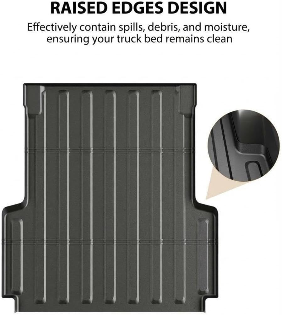 Truck Bed Mat for Ford F-250 Super Duty 2017-2025 2026 - Fits 6'8" Bed, All Weather Protection Liner, Easy to Clean TPE Heavy-Duty Pickup Cargo Mat, Black