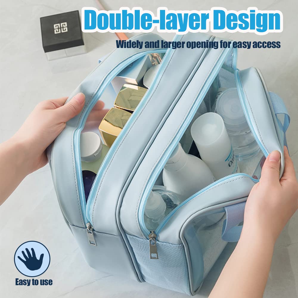 Neceser de viaje, bolsa de maquillaje transparente, bolsa de cosméticos, bolsa transparente para el cuidado de la piel, bolsas de maquillaje impermeables y drenantes, organizador de artículos
