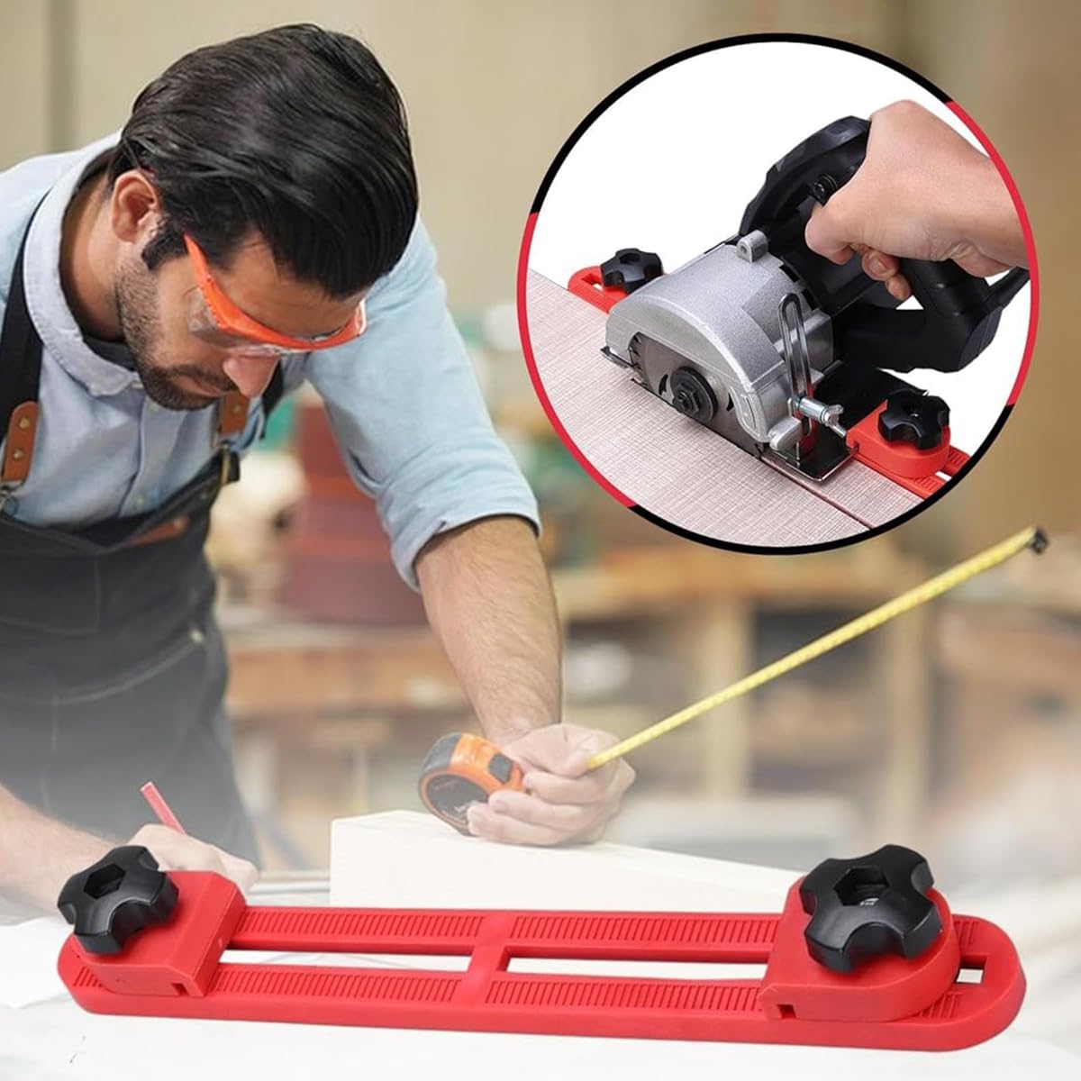 Serplex® Adjustable Saw Guide for Woodworking, Universal Fit for 4-6 Inch Circular Saws, Precision Cutting Machine Base Guide, Rugged Nylon, Easy Installation, For Straight & Angled Cuts - Image 5 thumbnail