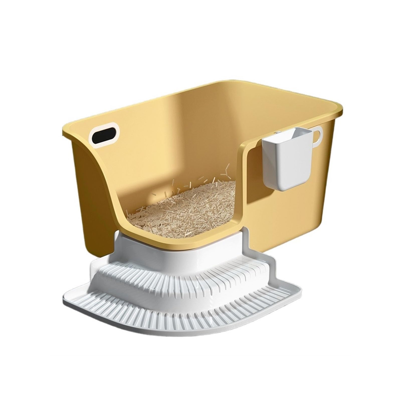 Lettiera per Gatti Lettiera in plastica, Grande lettiera for Gatti con Lati Alti, Paletta for rifiuti e Pedale Filtro, Nessuna Perdita, Facile da Pulire Toilette per Gatti(Yellow)