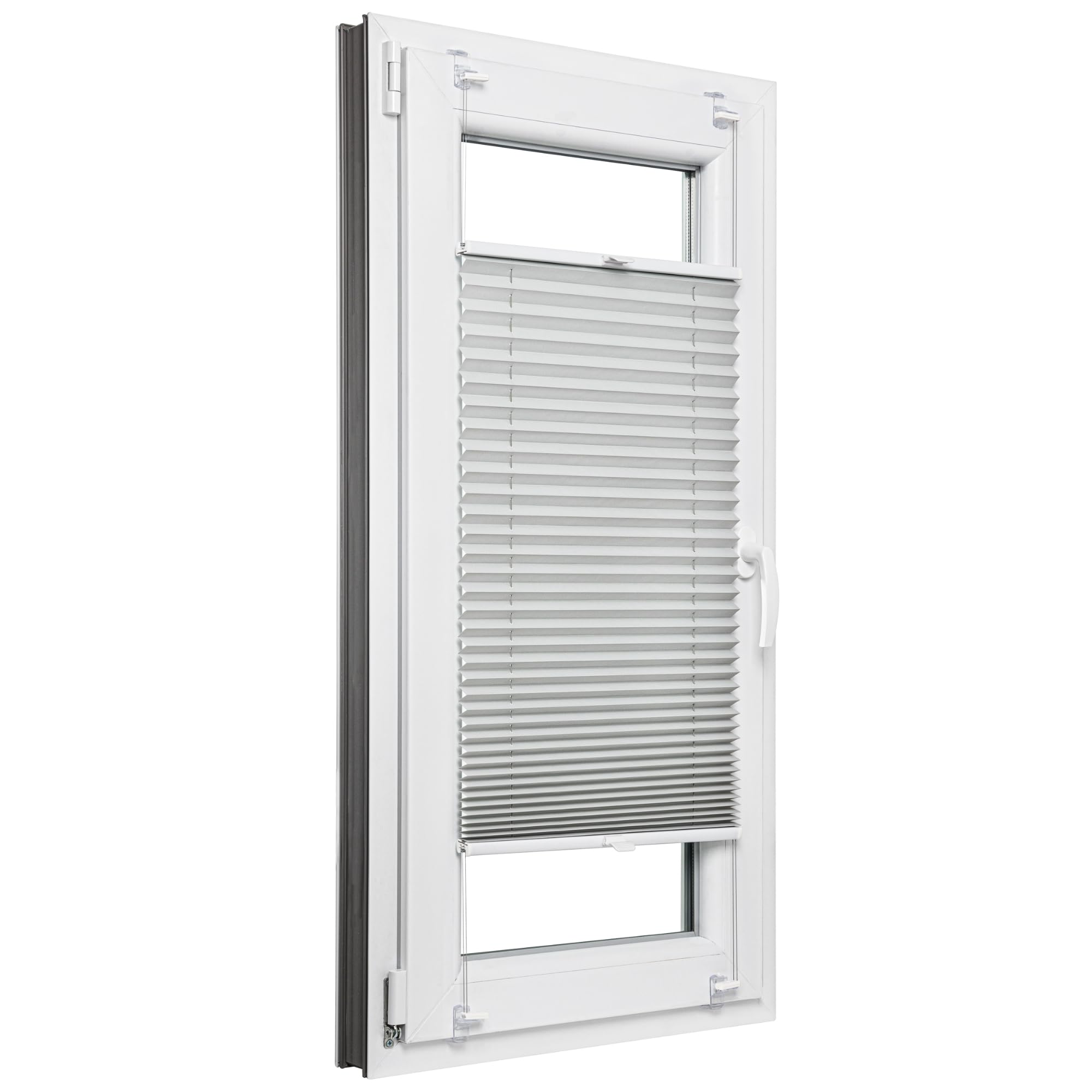 Estika Plissee ohne Bohren nach Maß, Plissee Klemmfix, 23 Farben, 5 Profilfarben, Breite 30-129 cm, Höhe 50-149 cm, Rollo für Fenster ohne Bohren, Plisseerollo innen, Sicht- und Sonnenschutz