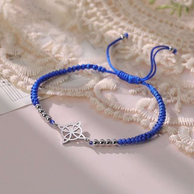 Bracciale con ciondolo nodo strega stregoneria geometrica Bracciale con ciondolo a catena in acciaio inossidabile moda donna Regali di gioielli con amuleto Wicca