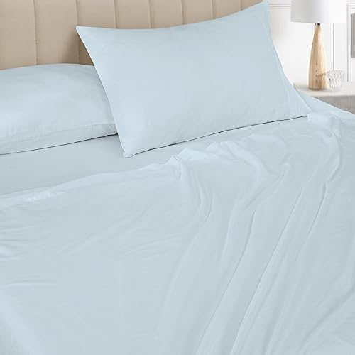 Miniatura 6 de Royale Linen - Juego de sábanas tamaño matrimonial de 300 hilos 100% algodón estampado de 4 piezas, juego de sábanas - 1 sábana bajera, 1 sábana