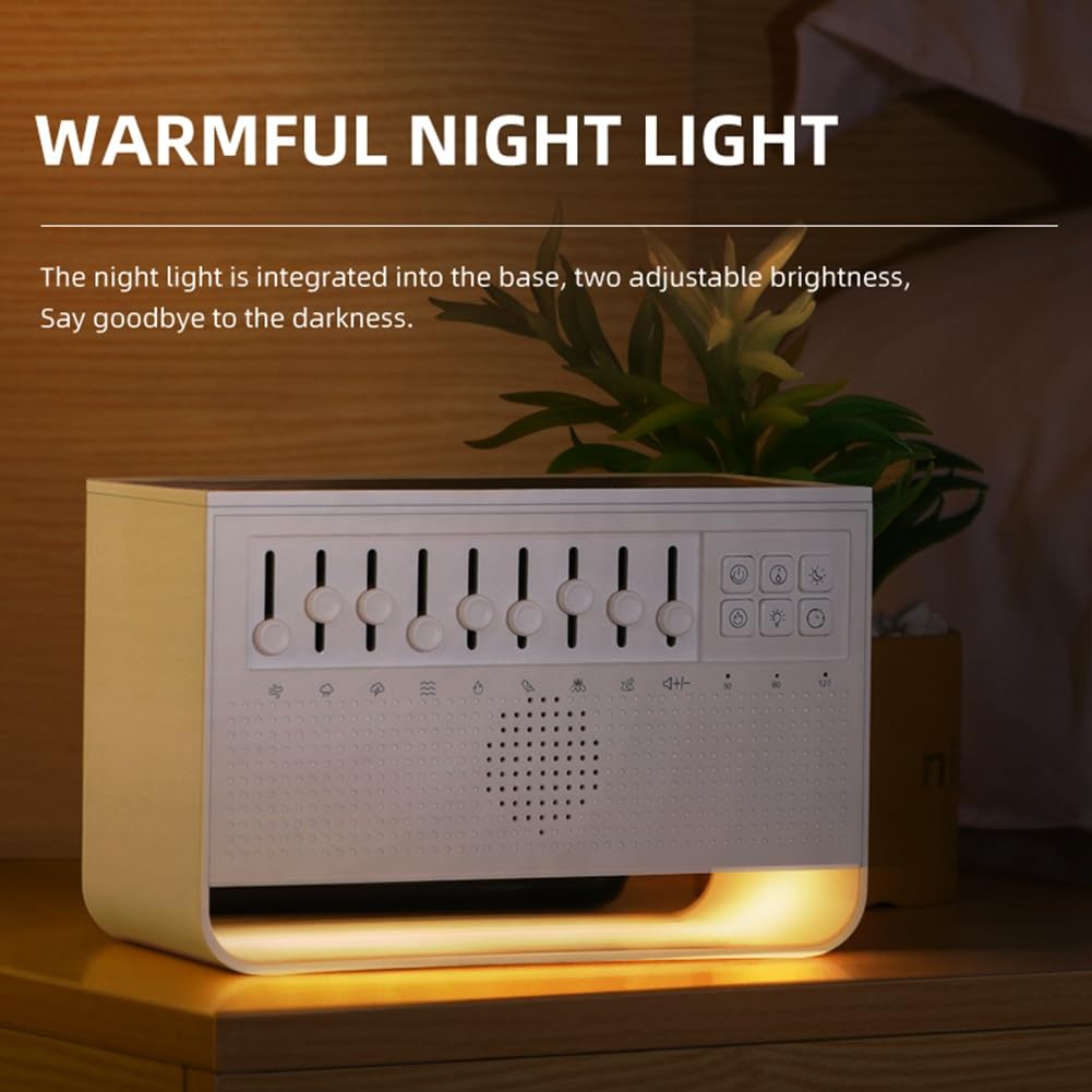 Altoparlante Bluetooth con 8 Tipi di Rumore Bianca, Musica per Dormire, 200 Ml, Aromaterapia, Umidificatore, Simulazione, Luce Notturna