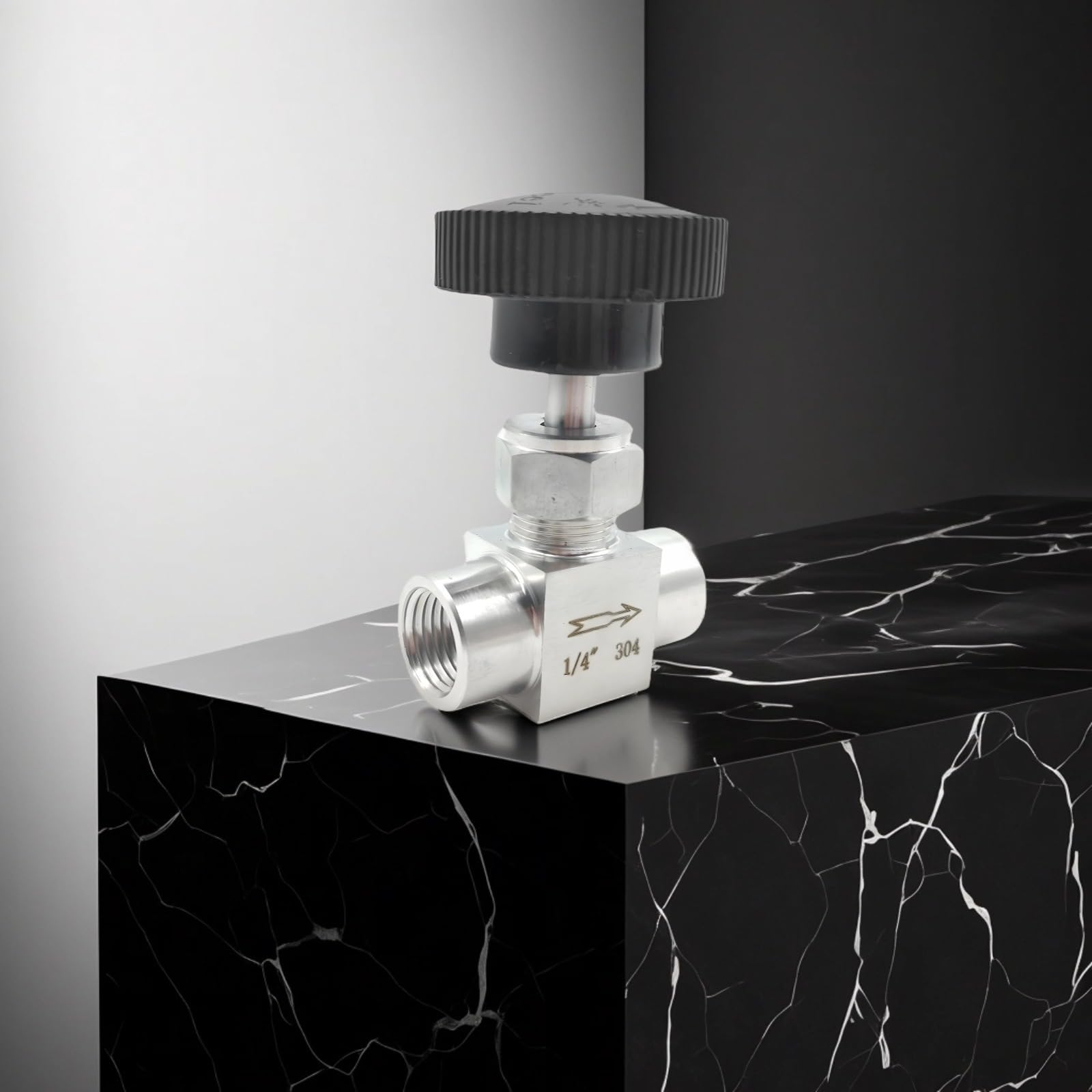 Bosreroy G1/4 Npt Needle Valve, Stainless Steel 304 with Black Adjustable Knob for Precision Flow Control of Water, Gas, Oil