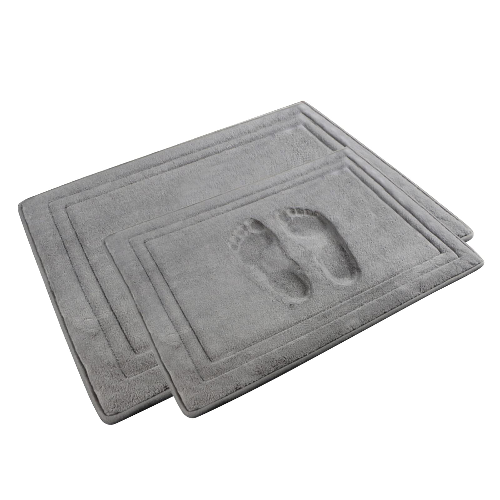PAGGED Grey Bathroom Rug Set of 2 Memory Foam Bath Mat Set Non Slip Washable Floor Mats Soft Absorbent Plush Microfiber Shower Tub Bathmat Gray