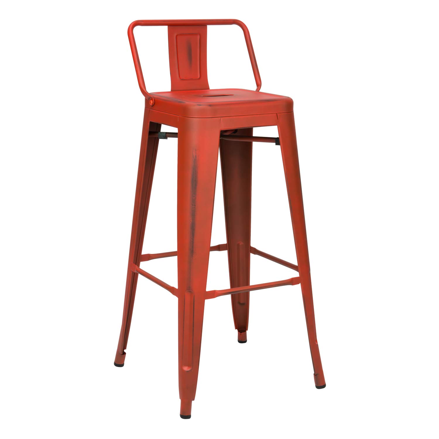 Vaukura Taburete Alto con Respaldo Oliix Vintage (Rojo)