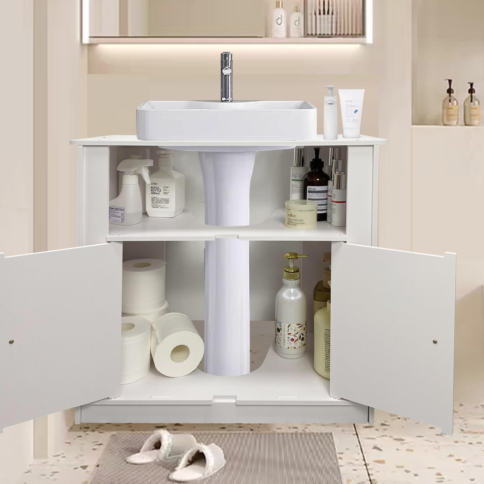 Allibert Wastafelonderkast Solita 59cm - Wit Mat - Met 2 Deuren - 59,4x60x30cm