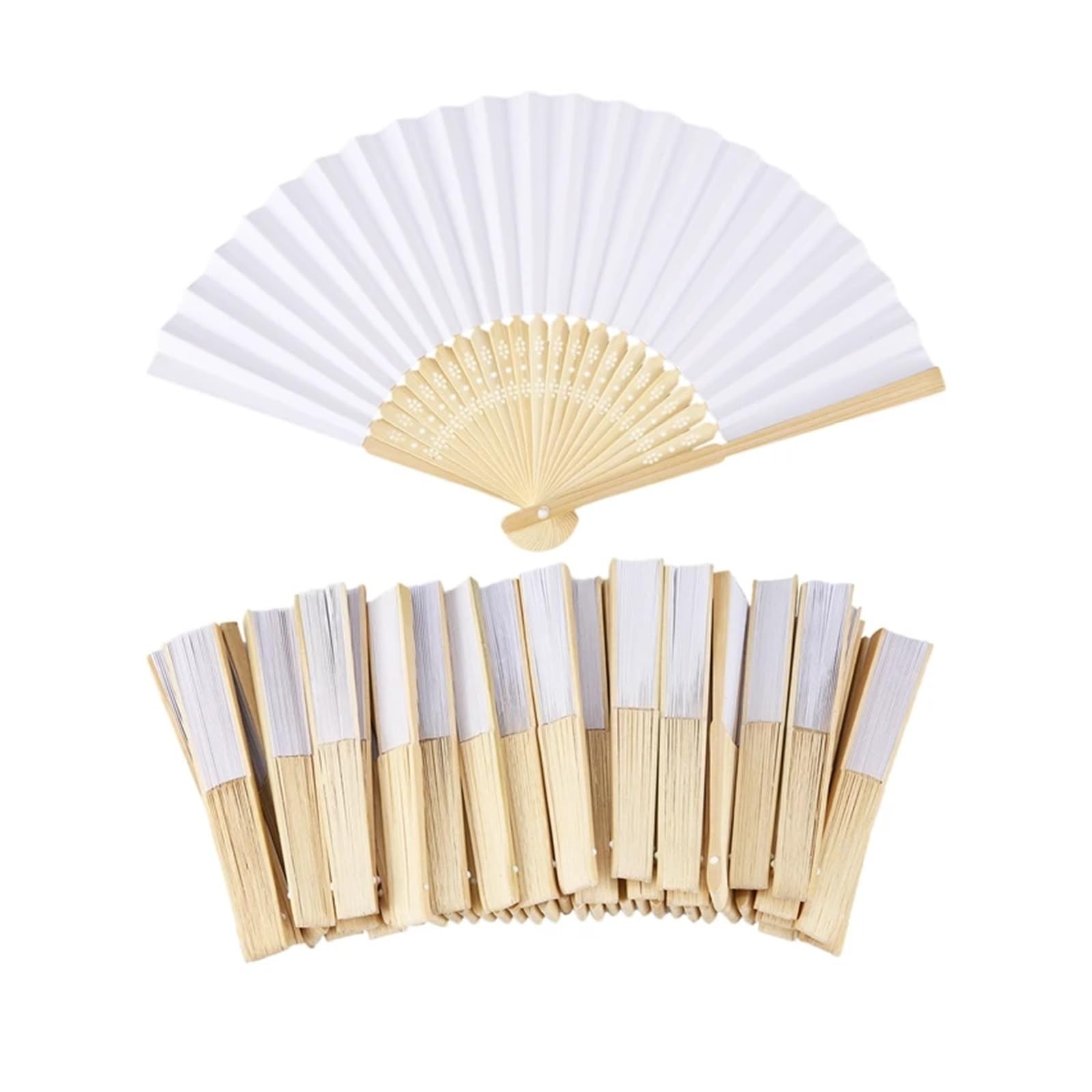Tai Chi Fan 50/30 PCS Folding Paper Hand Fans Wedding Fans Party Favor Bridal Shower Decoration(50pcs)