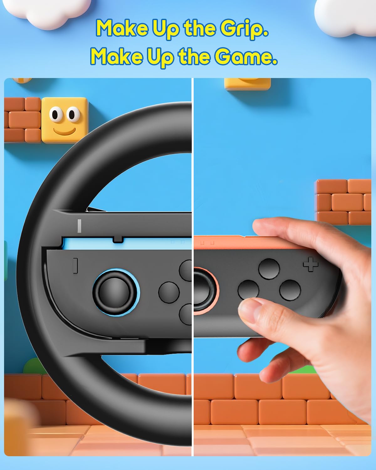 Steering Wheels for Nintendo Switch 2 (2025) Mario Kart World & 8 Deluxe Racing Games, 2 Pack Racing Game Wheels for NS2 Multiplayer Mode Family Game Night, Switch 2 Accessories for Motion Racing Game