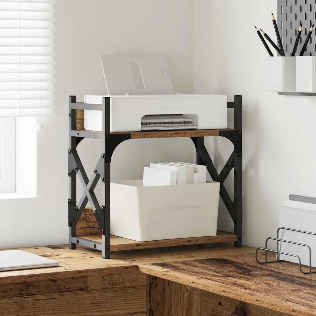 Supporto per stampante in legno anticato, 40 x 20 x 40 cm, stile industriale rustico per ufficio e casa, organizer stabile con spazio per stampanti, carta, documenti, scanner e accessori