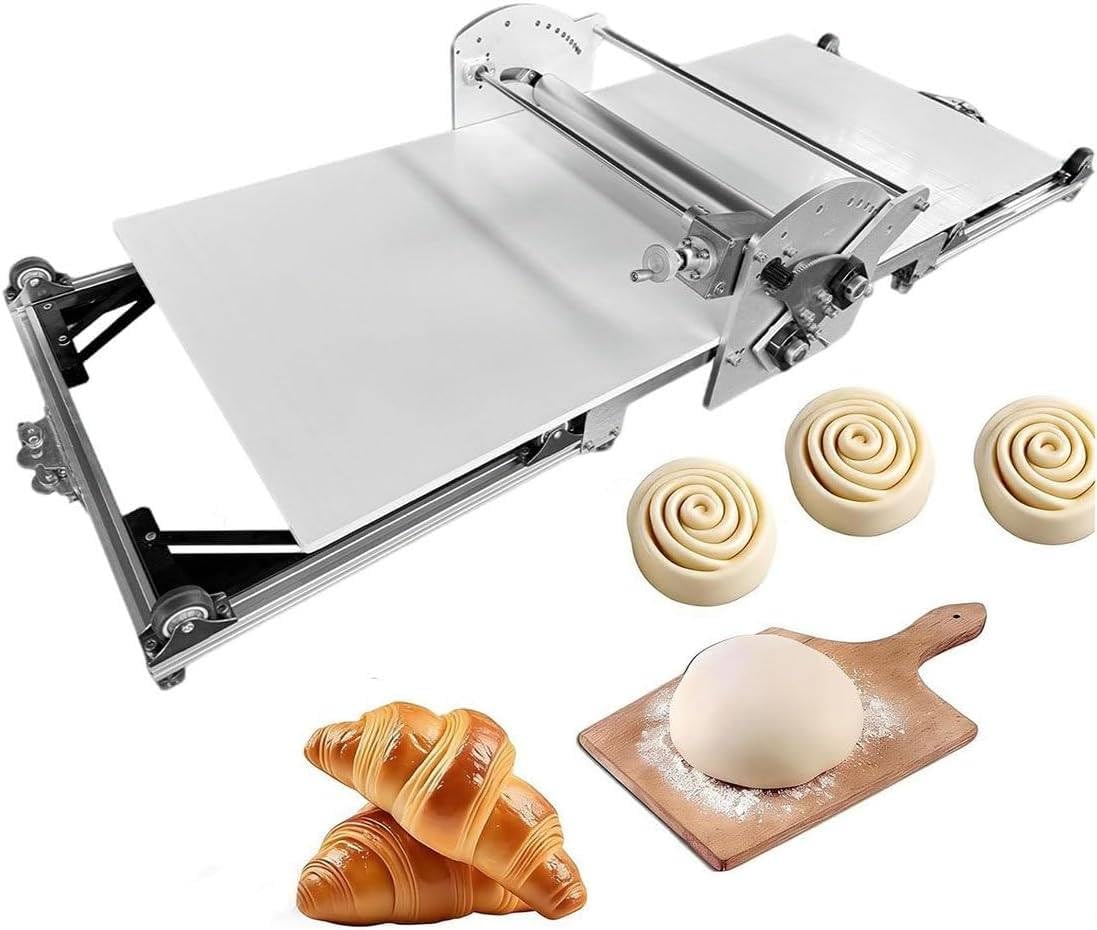 WYBYYDS Electric Dough Roller, Commercial Pastry Sheeter Machine 450mm/17 Inch, Adjustable Thickness 2-30mm for Croissant, Pizza, Fondant Paste