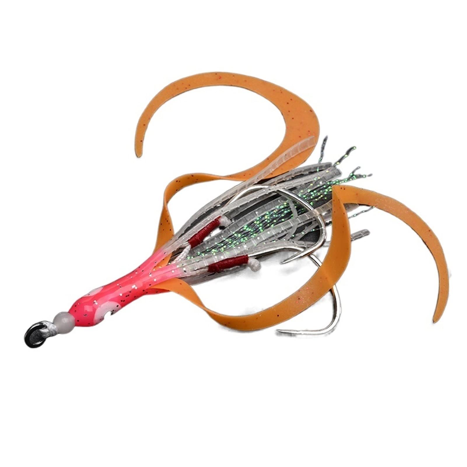 Amo da Pesca 10pcs / Lot Glow Assist Gancios con gonne Calamari Lumory Slow Slow Jig Gonna in Silicone Gancio da Pesca Gancio da Pesca for Pesca Ami da Pesca Mare (Color : Orange-10pcs)