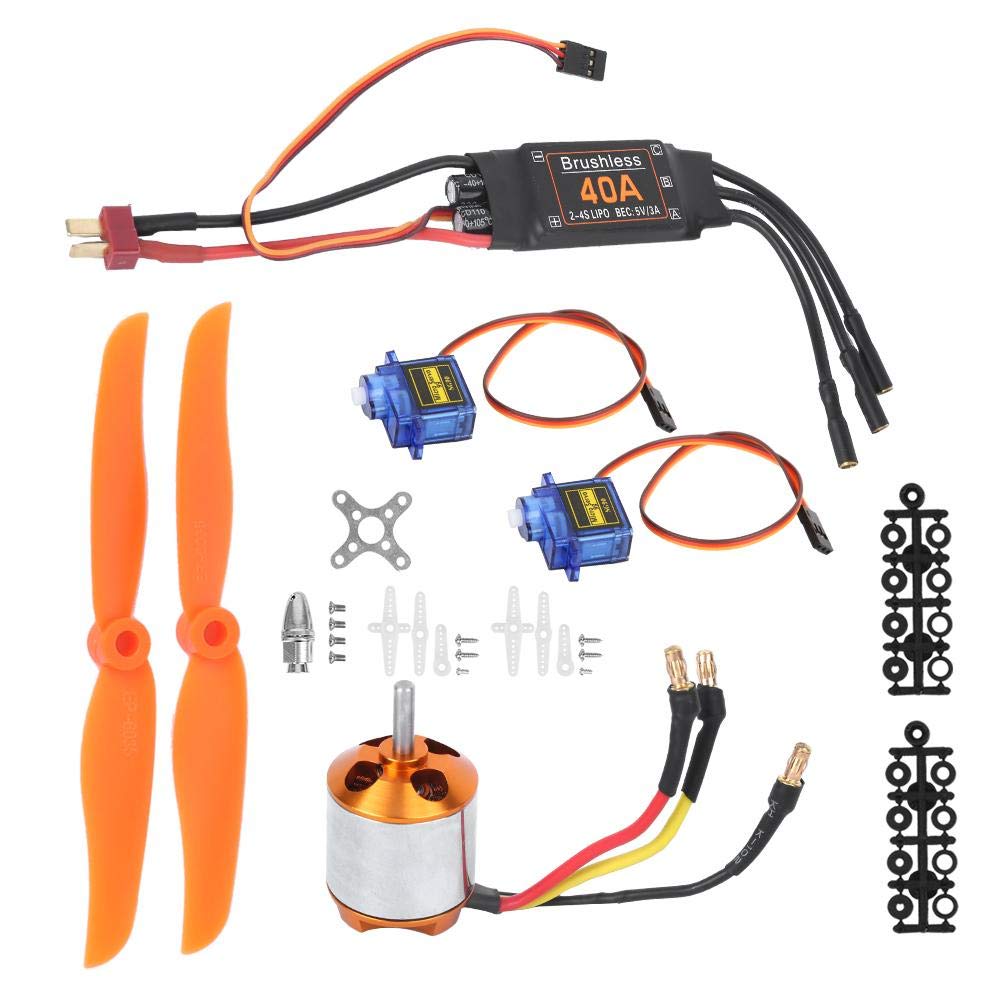 Dilwe Motor sin escobillas RC, 2300KV Motor sin escobillas 40A ESC SG90 9G Micro Servo 6035 Hélice compatible con avión RC (2300KV Motor 40A ESC SG90 9G Servo 6035 Hélice)
