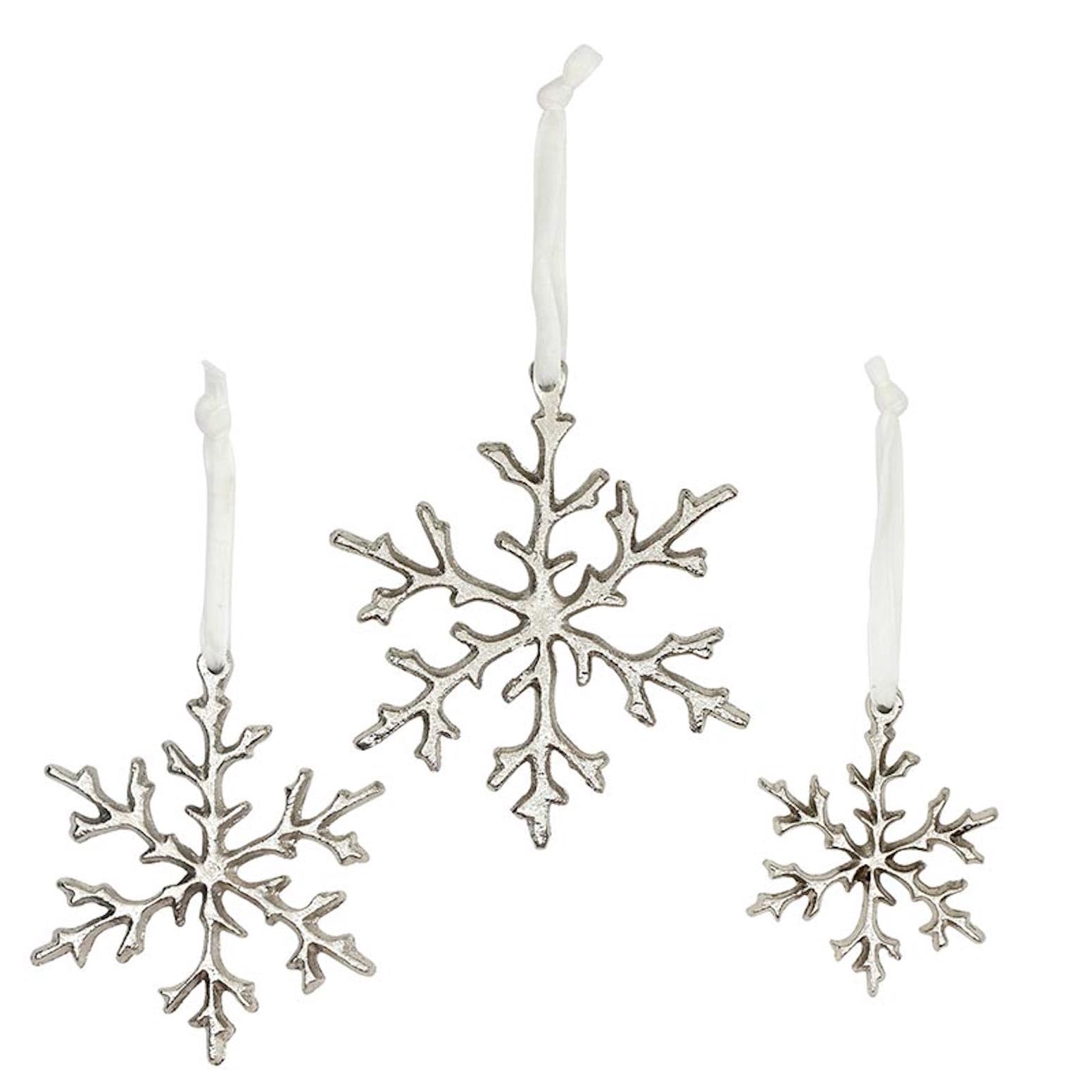 Santa Barbara Design Studio Let It Snow Christmas Ornament - Cast Aluminum Snowflake Tree Ornaments, Set Of 3,