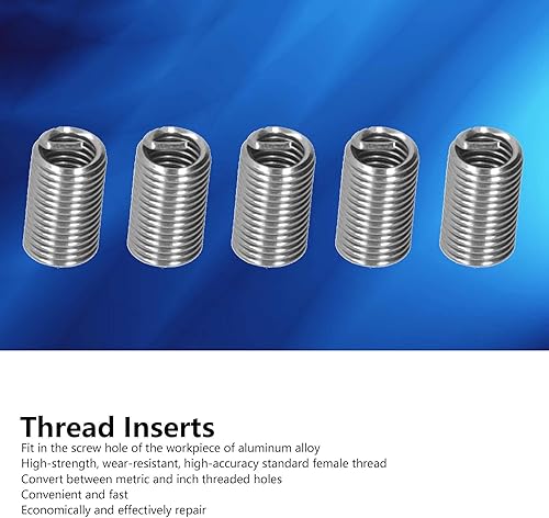 Miniatura 3 de 100 piezas de insertos de reparación de rosca, fundas de rosca métrica M6 x 1, fundas de hilo de alambre de acero inoxidable con diferentes