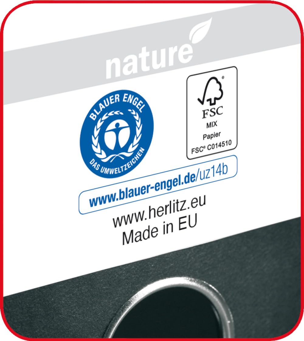 herlitz Ordner maX.file nature, A4, Rückenbreite 5 cm, Wolkenmarmor, Blau, mit Rückenschild & Kantenschutz, FSC zertifiziert, 25 Stück