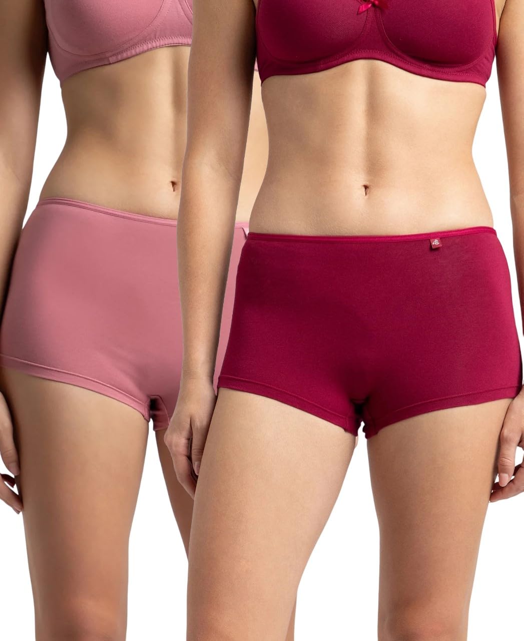 SS04 Women's High Coverage Super Combed Cotton Elastane Stretch Mid Waist Boy Shorts with Concealed Waistband and Stay Fresh Treatment (Pack of 2)