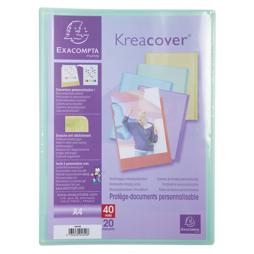 Portalistino Kreacover Exacompta - 40 Buste Rimovibili, Copertina Rigida, Personalizzabile, Formato A4, Bianco - Foto 6