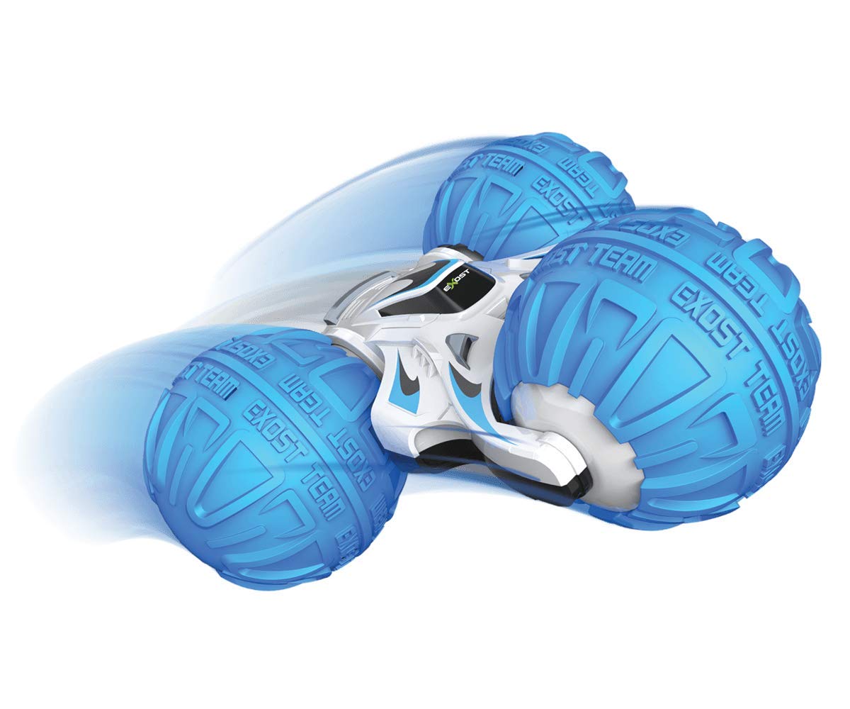 EXOST - Coche teledirigido - 360 Tornado Spheric Medium - Neumáticos antigolpes - Conducción sobre 2 Caras y a 360° - Azul - Escala : 1:18