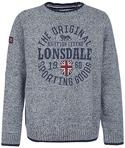 Lonsdale London Herren Borden Crewneck Sweatshirt Knit, Light Grey, M Cover