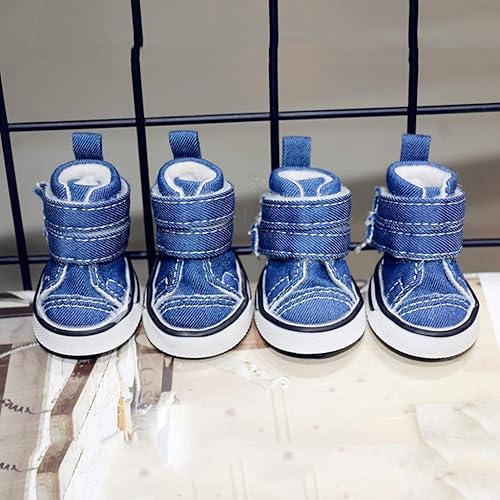 LEPSJGC - Zapatos de moda para cachorros, protección de mascotas, suela suave, color azul, clásico, casual, estilo lona, zapatos deportivos para