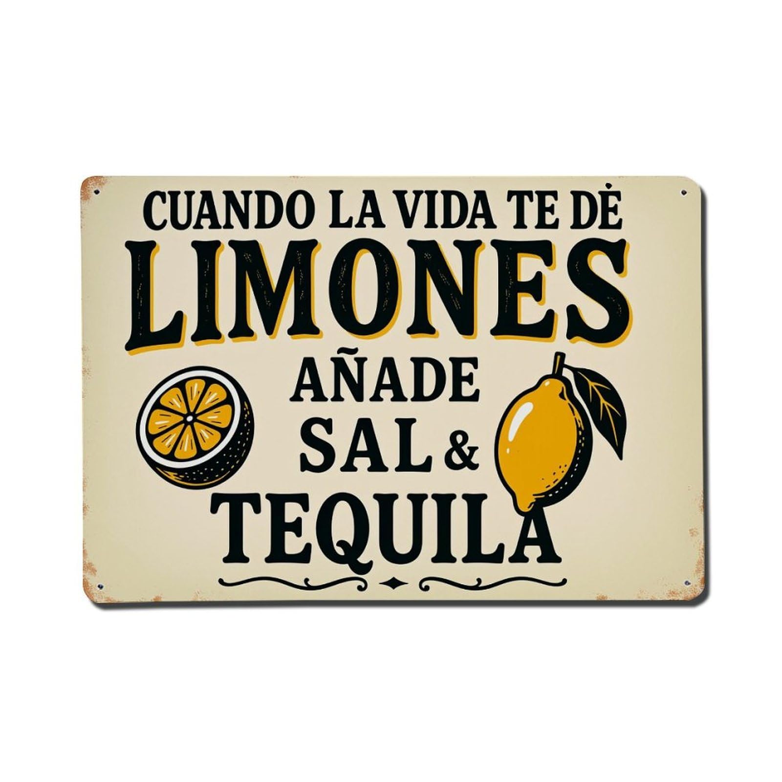 Lemon Sal Tequila Life Quote Tin Sign Vintage Metal Poster, Home Bar Garage Man Cave Cafe Indoor & Outdoor Wall Decoration 8x12Inches
