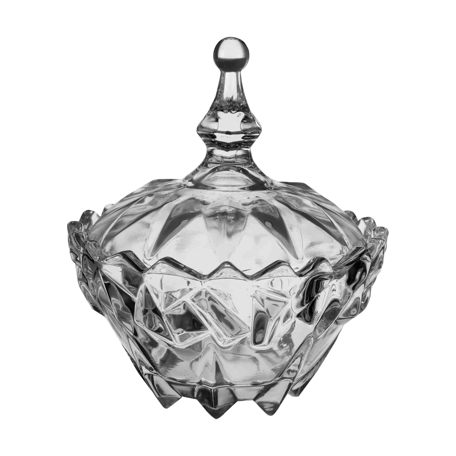 Candy Server,Sugar Bowl | Sugar Bowl with Clear Glass Lid with Ribbed Wall and Stylish Shape | Container Jar for Candy Buffet, Office Desk, Lead-free, Dishwasher Safe