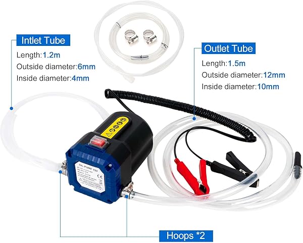 LEMOTO Pompe Diesel Pompe de Transfert 12V 80W Pompe Electrique Vidange Huile Moteur,Pompe à Huile Diesel pour Le Changement de Diesel d'extracteurs de Fluide de Voiture, Huile Moteur - 2