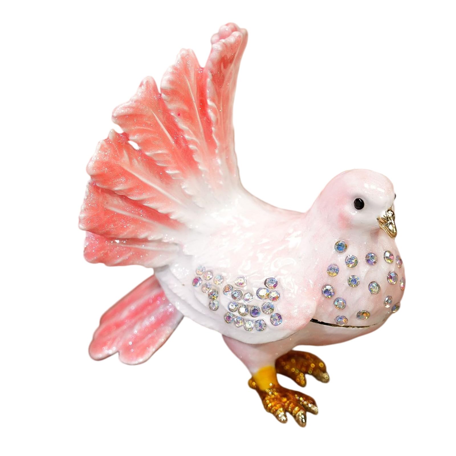 Shntig Exquisite Metal Bird Shaped Trinket Box with Crystal and Enameled Detail Jewelry Organiser Storage Container Unique Crystal Accented Bird Themed Trinket Container