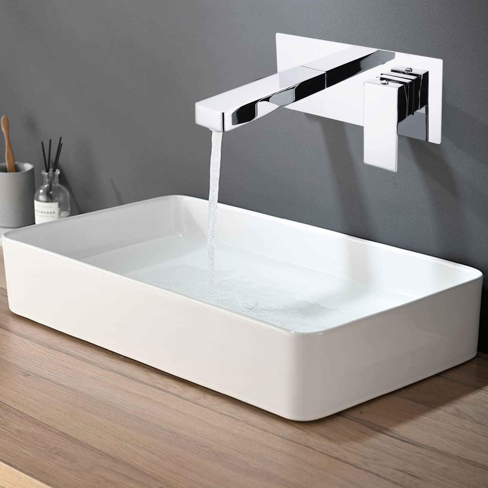 Waschtischarmatur Wasserfall Wasserhahn, Waschtischarmatur Unterputz für Wandmontage Einhebelmischer Waschtisch-Armaturen Badezimmer Küche Badezimmer Spültischarmaturen