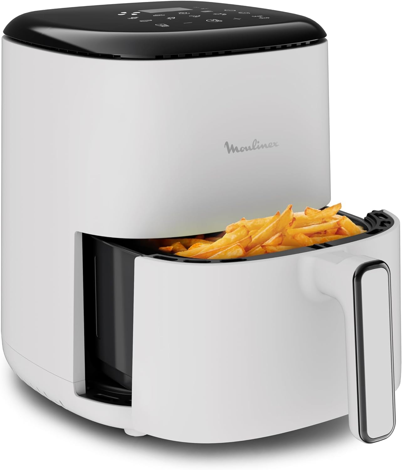 Moulinex Easy Fry Compact 3L – Freidora de aire 1300 W, ahorro energético 70%, cocina rápida, 10 programas, panel de control digital, color blanco, EZ145A