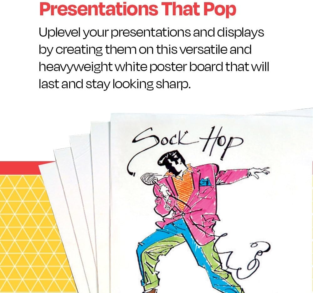 School Smart Poster Boards, 22 x 28 Inches, 8-Ply Thickness, White