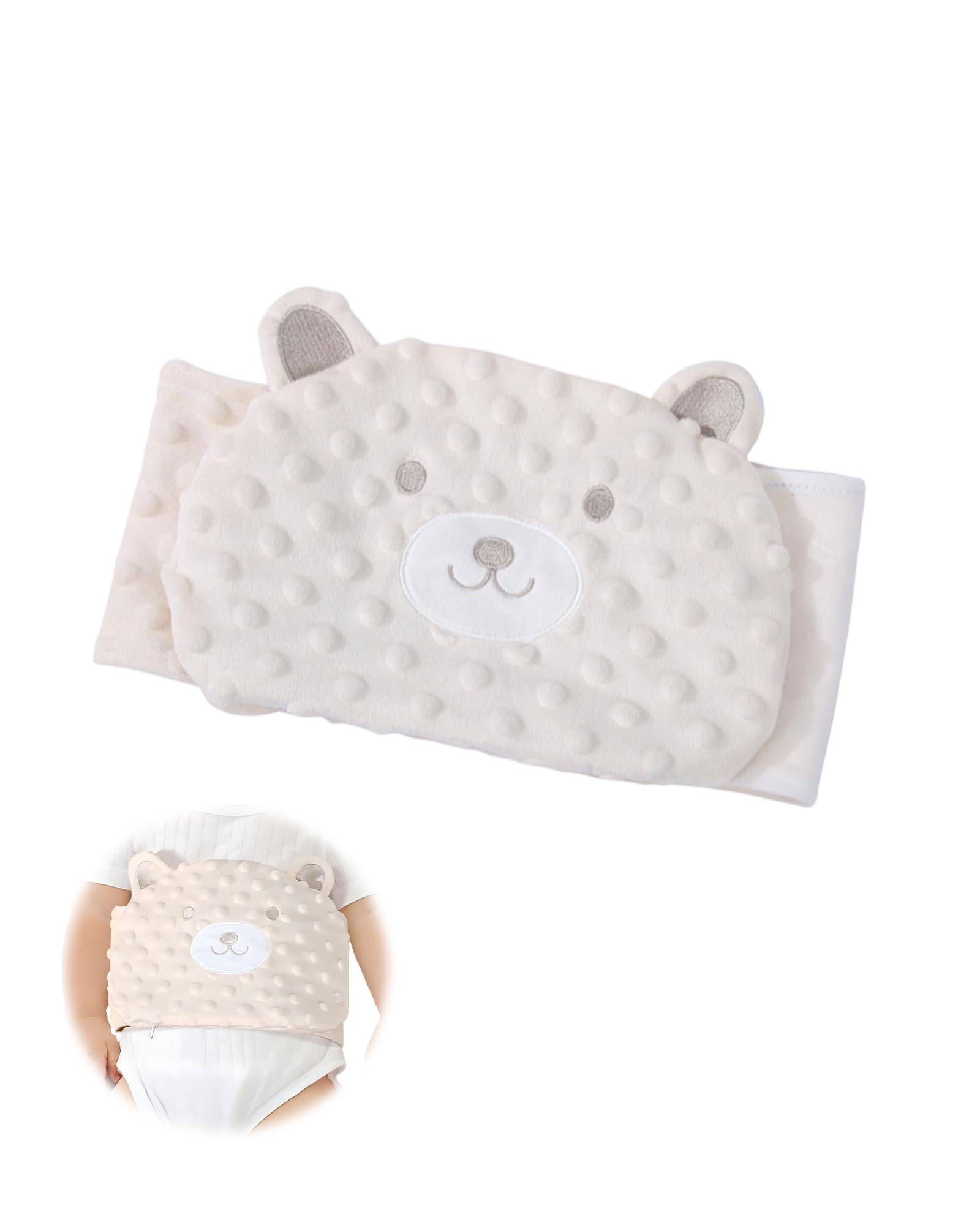 Bouillotte Bebe Anti Colique, Doublure en Haricot Rouge, Coussin Chauffant Micro Onde Bouillotte, Velcro Réglable, Contre Les Coliques et Les Douleurs Abdominales - pour Bébé