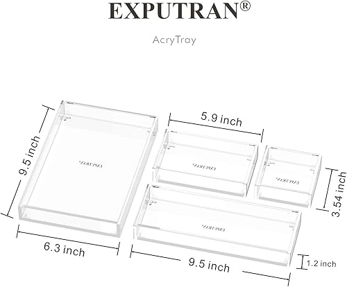Miniatura 3 de Organizador de escritorio de acrílico transparente para la oficina o el hogar, separadores de cajones de escritorio, cubos de almacenamiento de