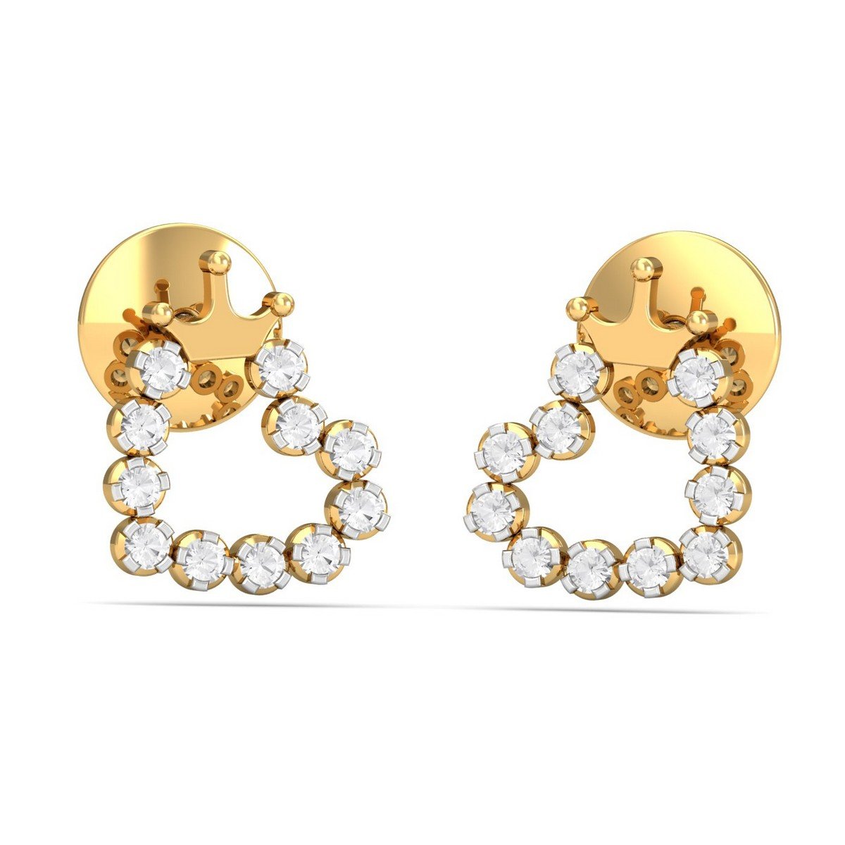 kuberbox 18KT Yellow Gold Diamond Cynthea Tiara Stud Earrings for Women-picture-11