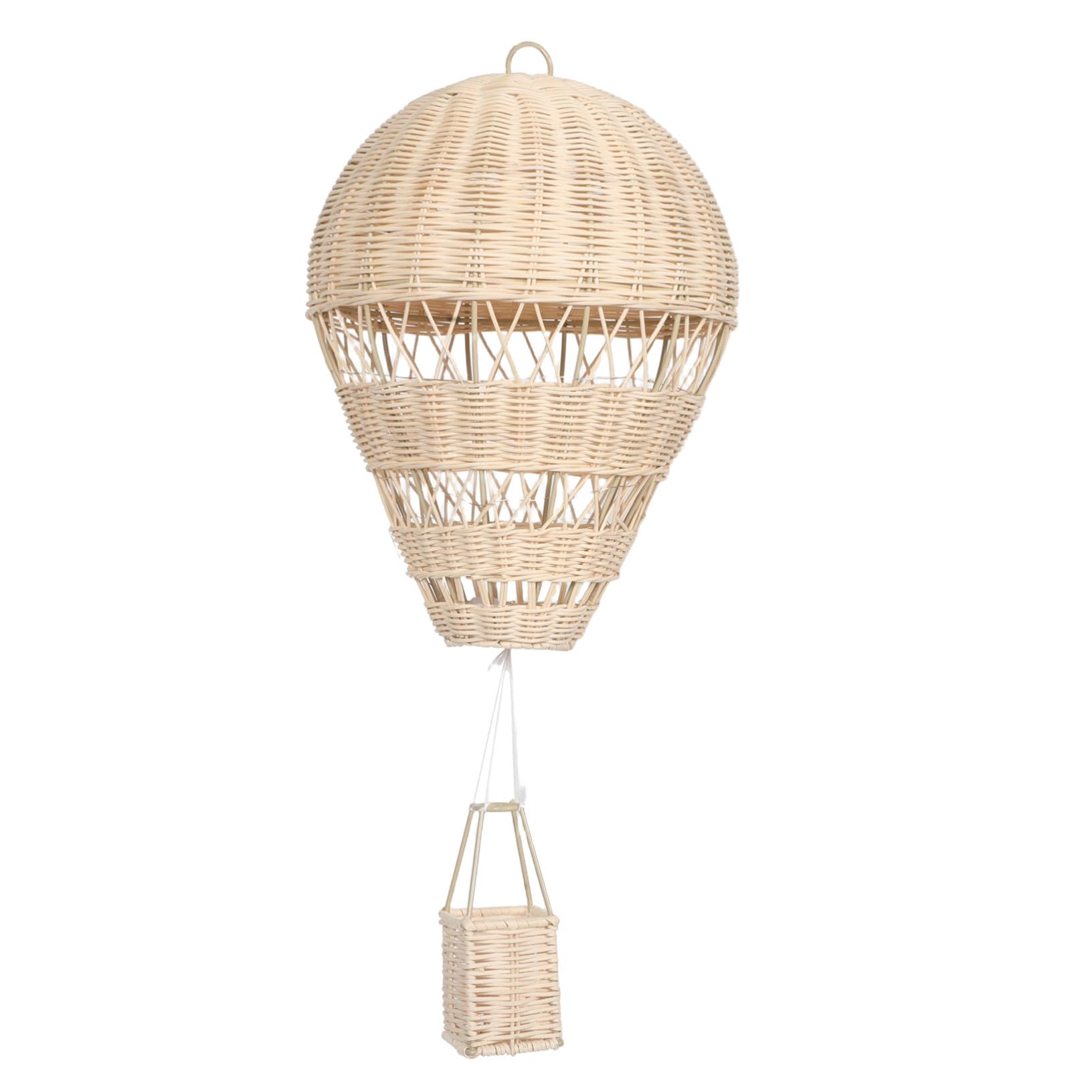 Artibetter Geflochtener Rattan Heißluftballon Hängedekoration mit Lichterkette für Kinderzimmer Wohnraum Fotorequisite