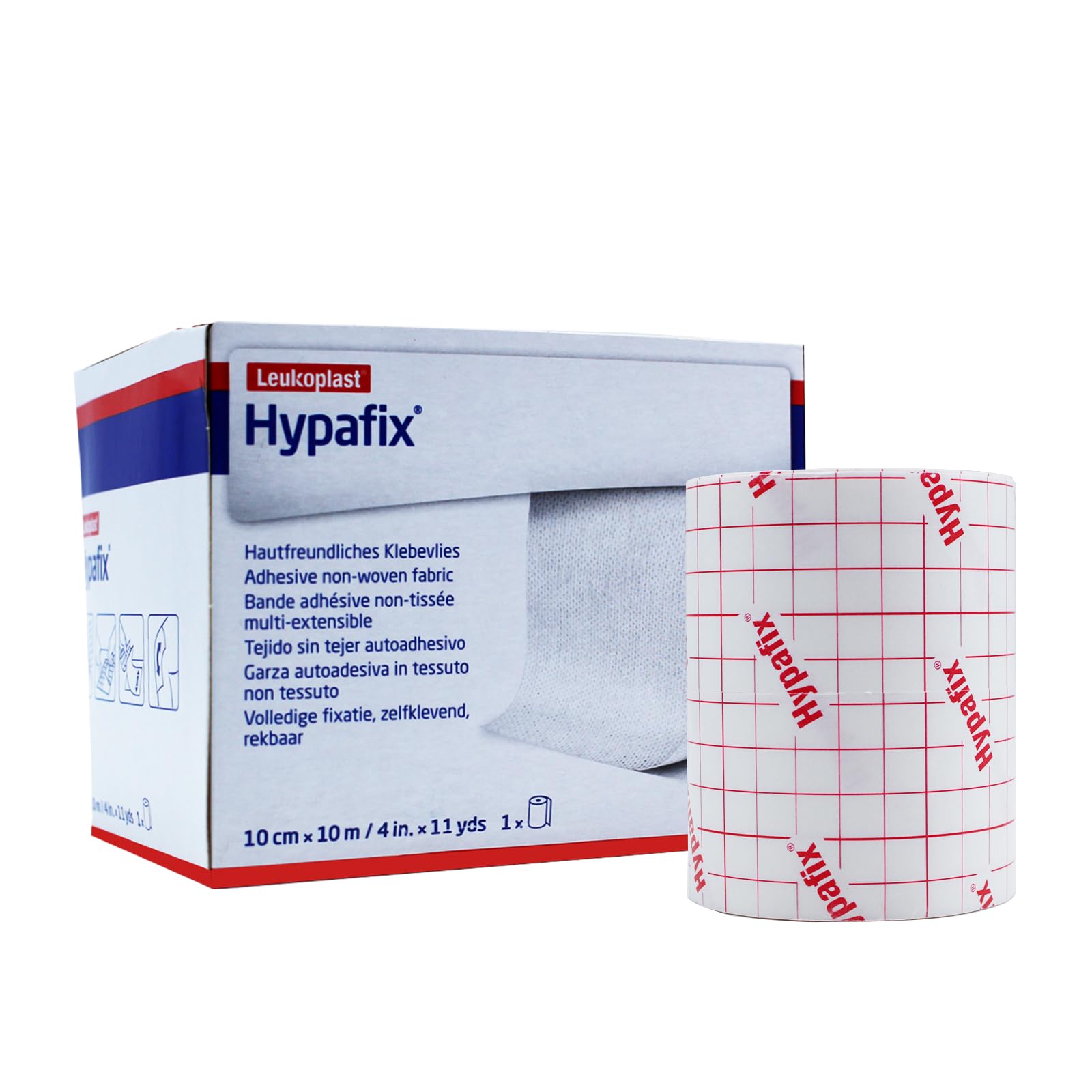 Hypafix Fixomull stretch Leukoplast, Verbandfixierung Pflaster 10cm x 10m, Medizinisches Klebeband Bandage Wundverband, Heftpflaster Rolle skin sensitive, Wunde Pflaster 1Rolle