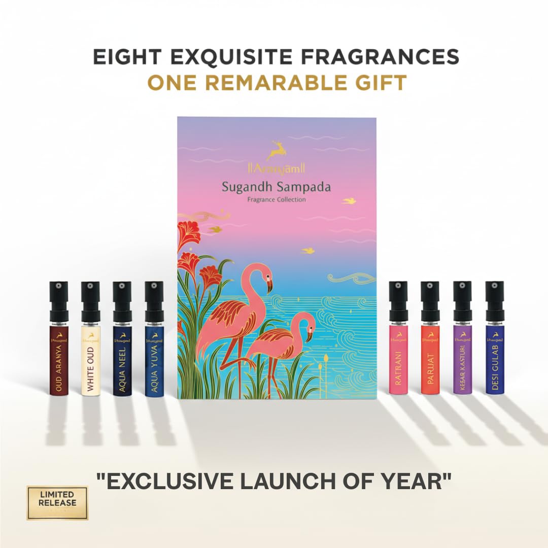 Aranyam Sugandh Sampada Natural Perfume Discovery Collection, 8 Fragrances Gift Set, 2ml Each, Includes Oud, Floral, Aqua Scents 3