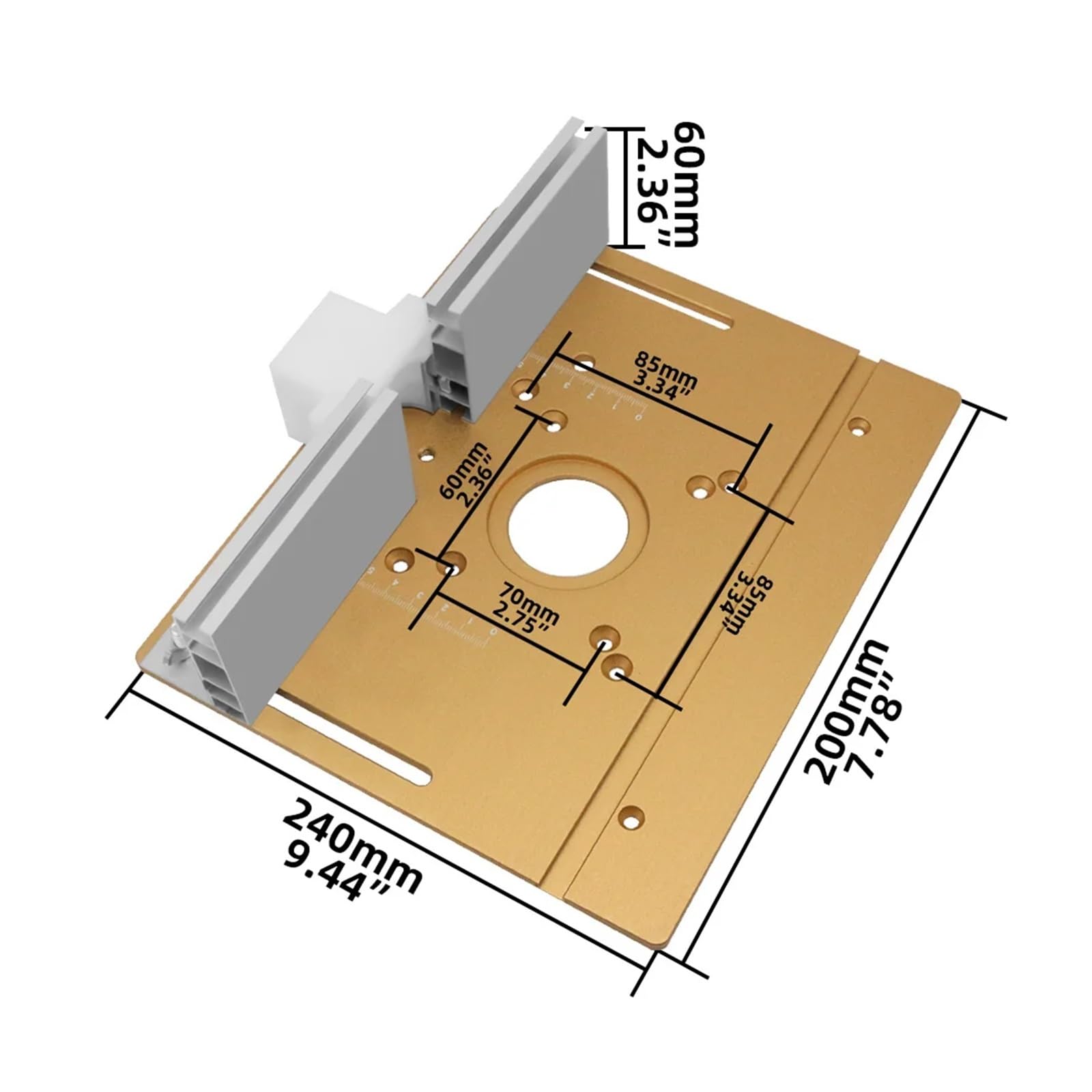 NURII Placa de inserción de Mesa de enrutador de Aluminio, Recortadora de carpintería, Placa abatible de fresado de Madera eléctrica con Calibre de inglete for Trabajo de Bricolaje