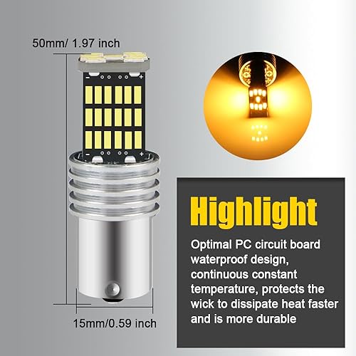 Miniatura 9 de Zufoty 4 bombillas de señal de giro para automóvil, bombillas LED de señal de giro, luces de marcha atrás superbrillantes, 1156 bombillas LED para