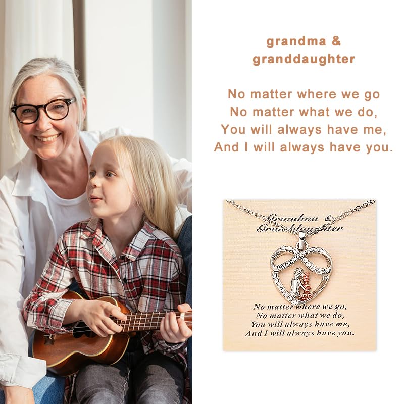 Grandma's Heart Necklace for Granddaughter & Nana - Long Distance Gift with Card2