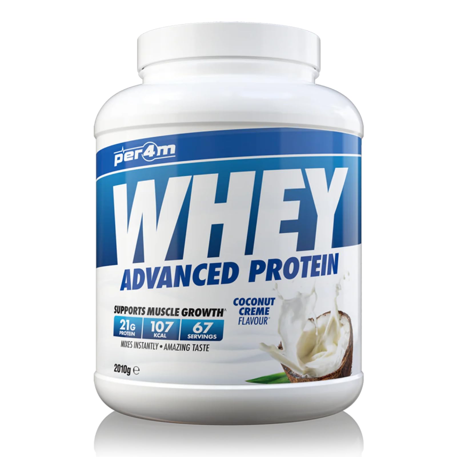 Per4m Protein Whey Powder | 67 Servings of High Protein Shake with Amino Acids | for Optimal Nutrition When Training | Low Sugar Gym Supplements (2010g, Coconut Creme)