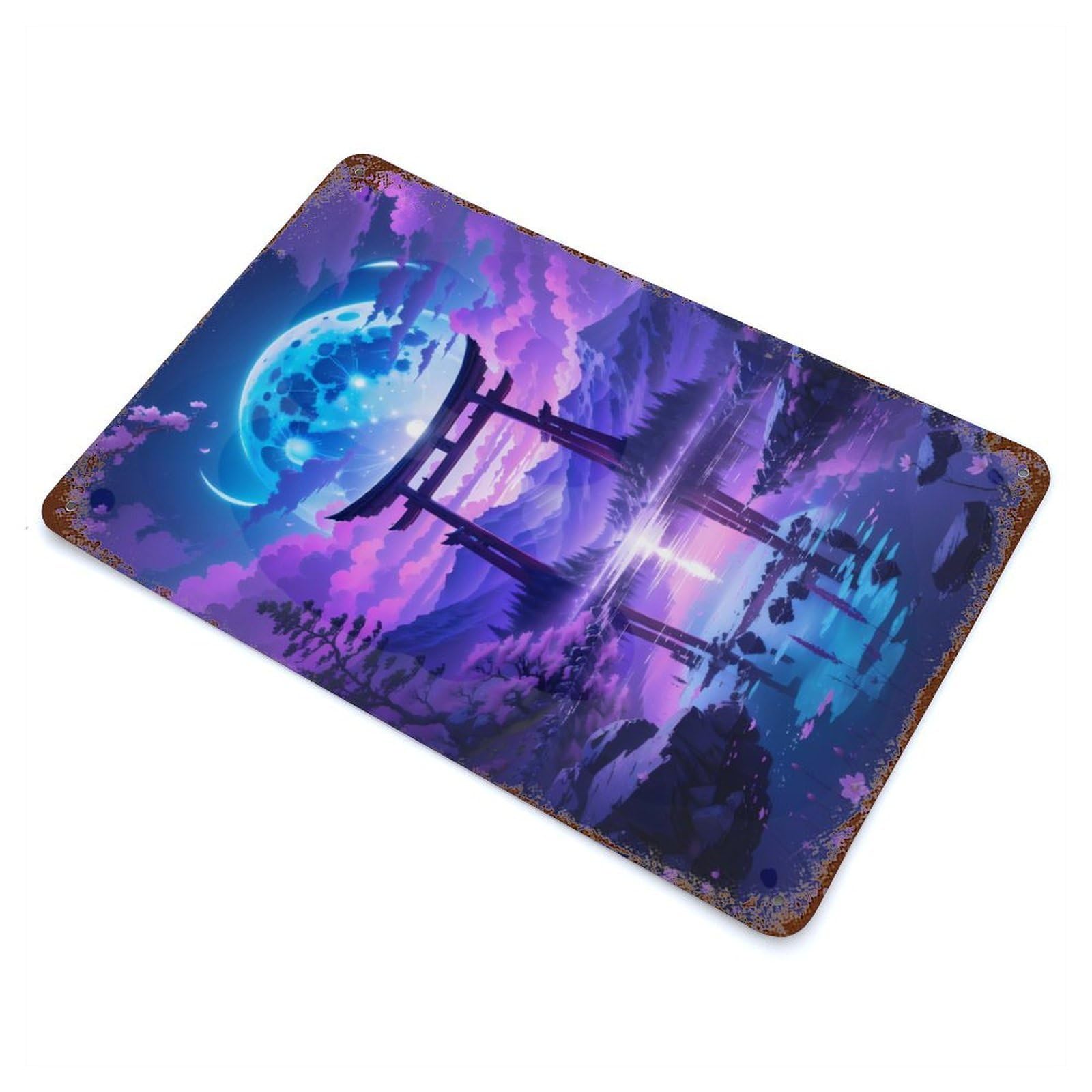 Celestial Torri Portal 11.8"x7.9" Rusty Metal Tin Sign, Farmhouse Wall Decor for Office, Studio And Wall Decor